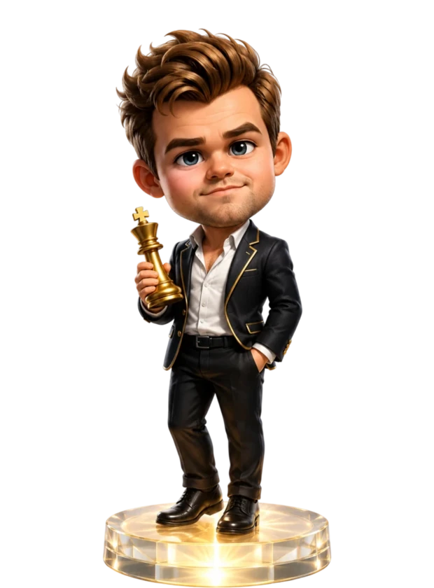 A ChessGO grandmaster collectible — a golden figurine of a chess legend